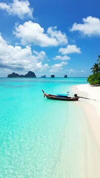 Explore white beach on Koh Lipe Thailand with clear waters and a boat on the shore for a fun day in the sun