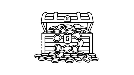 Treasure Chest Filled with Gold Coins. © Doni