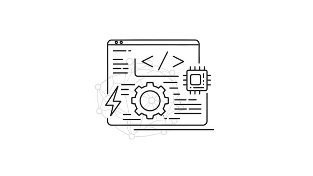 Simple Line Icon of Coding Development.
