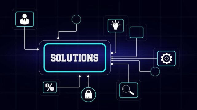Innovative business solutions for financial growth and operational success displayed with modern digital corporate icons