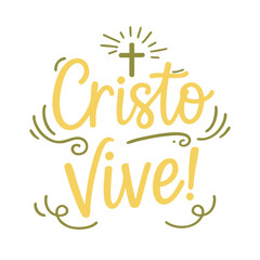 Fototapeta premium Lettering Cristo Vive em Caligrafia Religiosa Tipografia Cristã em Vetor