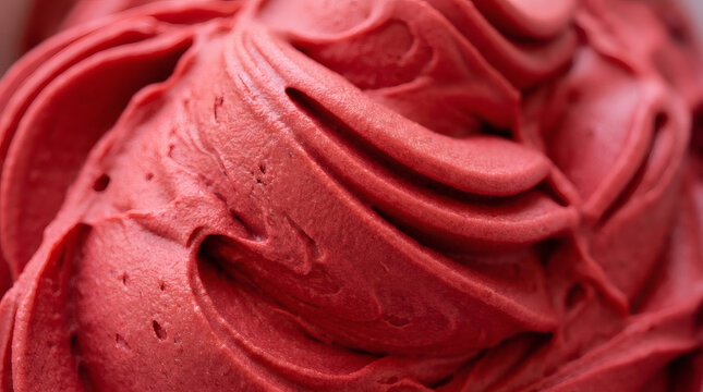 Macro close up of creamy red velvet ice cream texture background.