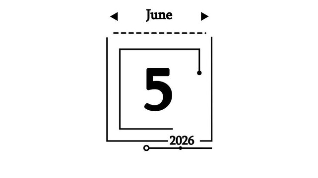 June 5 2026 Calendar Animated Date Icon for Scheduling
