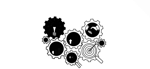 Obraz premium Interlocking gears representing ideas, growth, goals, and collaboration