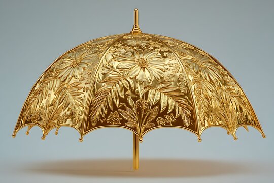 Golden ornate decorative parasol umbrella.