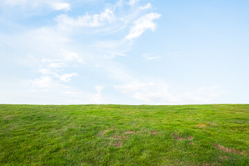Obraz premium Clear Summer Weather, Sky, Clouds, and Grassland