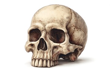 Obraz premium Human Skull Close-up Isolated White Background.