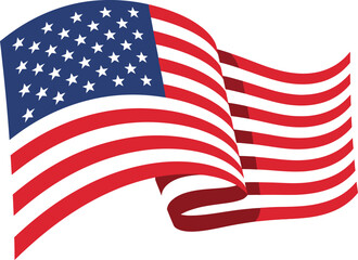 Waving american flag icon symbolizing freedom and patriotism © Fariha