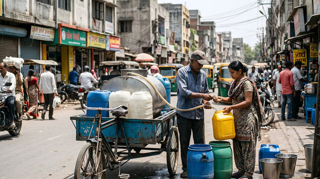 Indian Street Vendor Selling Water, Delhi
