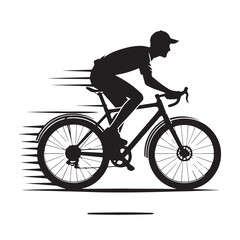 Naklejka premium Black Courier rider Silhouette Vector, High Quality Illustration on White Background