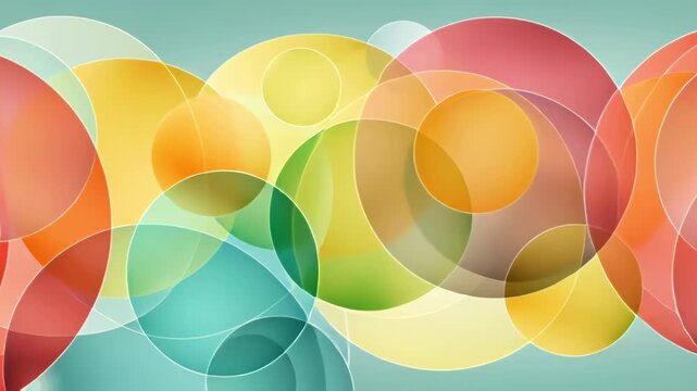 Abstract colorful circles with soft gradient shapes overlapping in vibrant modern background design. High quality 4k footage