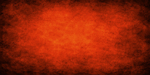 Obraz premium A dark red grunge background featuring aged vintage paper texture with a dirty orange flame pattern and light yellow paint splatters creates an artistic backdrop for a textured wall design