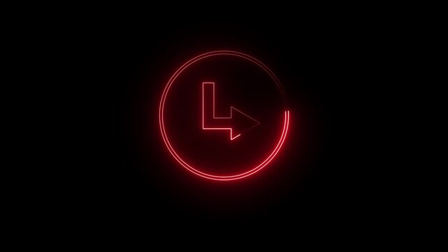 Abstract glowing neon directional arrow loading icon animation. Abstract directional neon arrow icon animation. Direction banner. 4k arrow