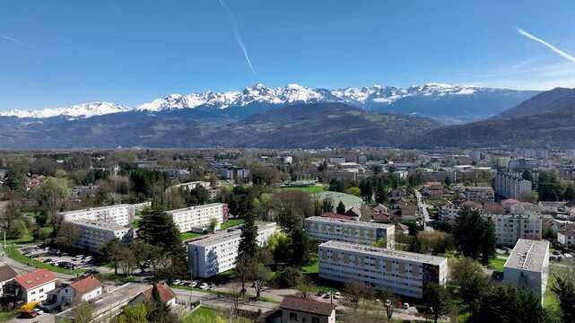 Grenoble University Campus with Belledonne Mountain Range