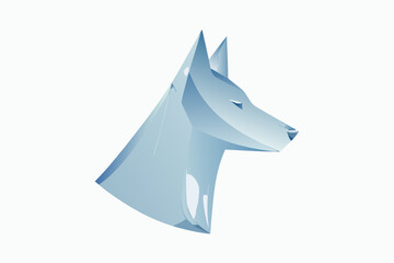 Fototapeta premium Geometric blue dog head illustration on a plain white background
