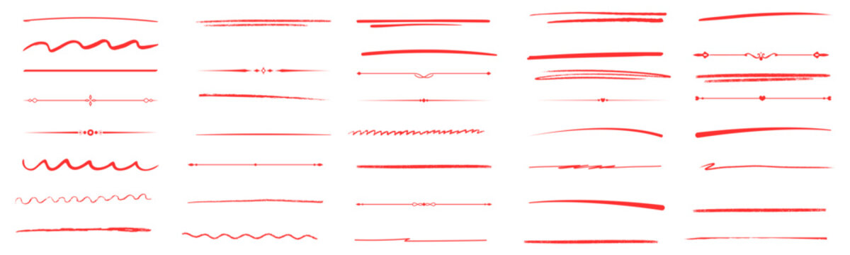Red underline vector set