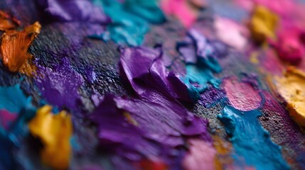 Obraz premium Close up ro view of thick vibrant oil paint strokes with rich texture