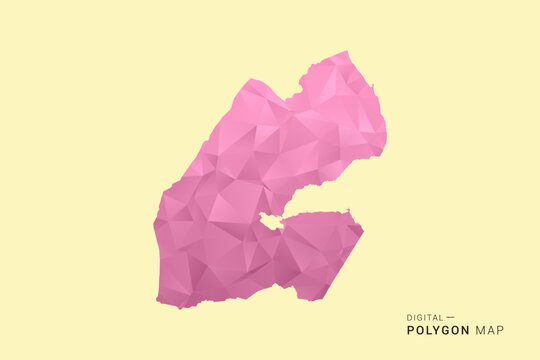 Djibouti Map - Low poly polygon map design in soft pink pastel gradient on beige background, modern minimal geometric style, clean digital vector illustration.