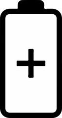 Obraz premium Battery icon with a plus sign, representing charging and power.
