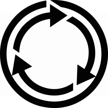 Circular arrows symbol representing recycling and continuous movement.
