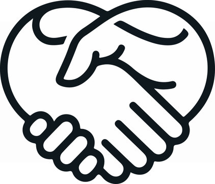 Handshake Heart Symbol - Unity, Cooperation, and Agreement.