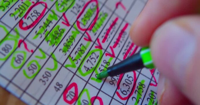 Paper work.Business concept illustrated by close-up footage of a marker working with numerals on paper.
