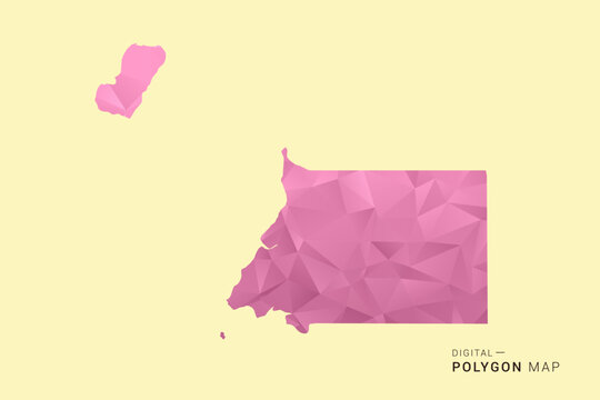 Equatorial Guinea Map - Low poly polygon map design in soft pink pastel gradient on beige background, modern minimal geometric style, clean digital vector illustration.