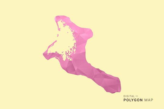 Kiribati Map - Low poly polygon map design in soft pink pastel gradient on beige background, modern minimal geometric style, clean digital vector illustration.