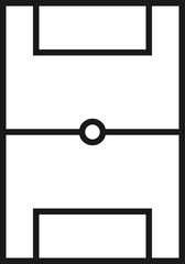 Minimalist soccer field vector icon, overhead football pitch diagram, black and white sports arena layout for game strategy and coaching isolated on Transparent Background © Quiet Animates