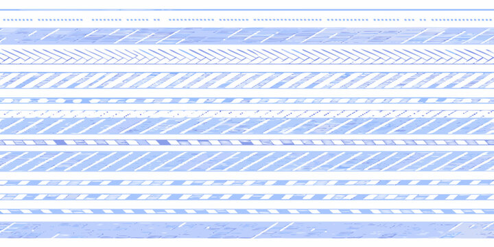Abstract blue and white striped pattern with diverse linear textures