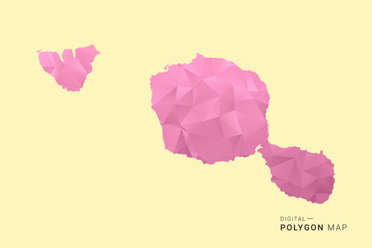 French Polynesia Map - Low poly polygon map design in soft pink pastel gradient on beige background, modern minimal geometric style, clean digital vector illustration.