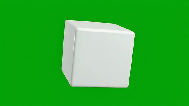 A solid white rectangular prism with rounded edges against a vibrant green background