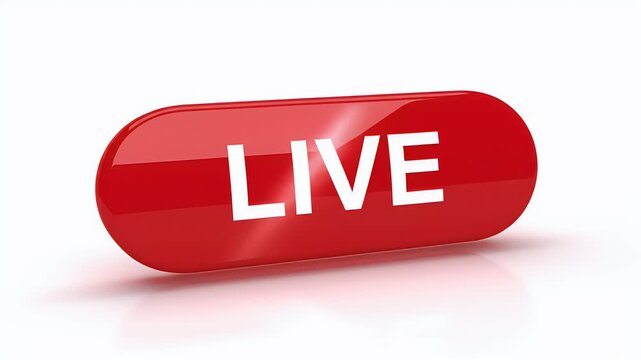 Glossy red button with the word LIVE in white