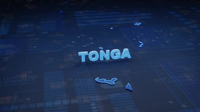 Tonga Map Futuristic Digital Background