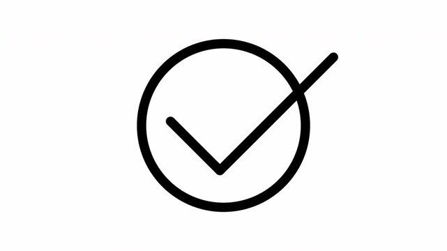 Black Checkmark Icon in Circle Isolated on White Background Vector Illustration