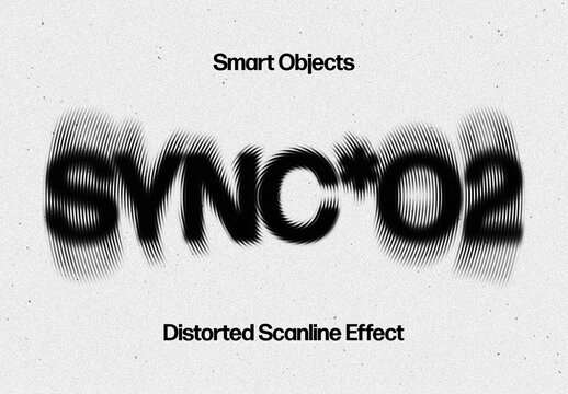 Distorted Scanline Text Effect Mockup