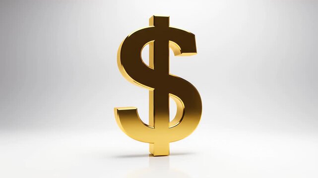 Gleaming golden dollar symbol on a clean, bright backdrop