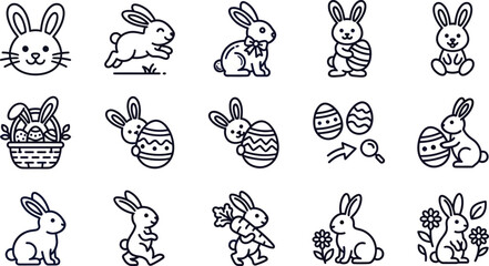 Obraz premium Easter Bunny Icons and Symbols