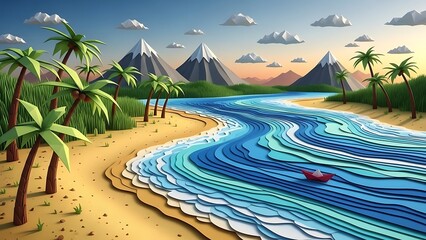 Obraz premium tropical beach with palm trees