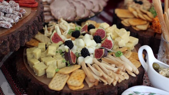 Banquet table, there are various snacks at the holiday. Cossack table, everything up to beer and strong drinks.