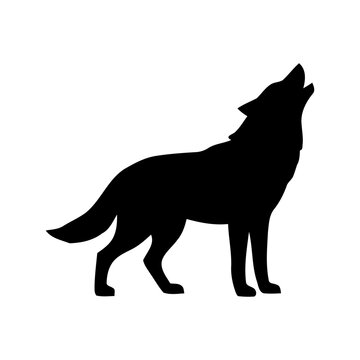 Black silhouette of a howling wolf.