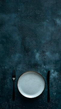 Minimalist Depiction of Hunger Symbolized by Empty Plates  