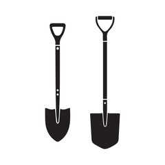 Garden shovel and spade icons silhouette for digging and planting vector  © Nazmul