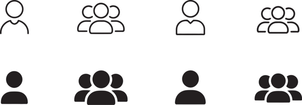 User icon collection single and group profile avatars, people identity community roles vector, person symbols for teamwork audience social membership concept
