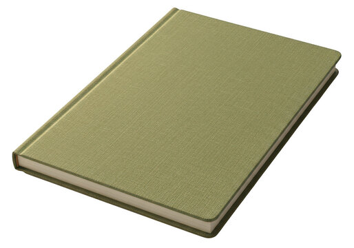 A green notebook with a textured cover