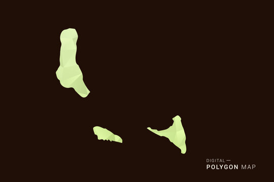 Comoros Map - Low poly polygon map in soft light green gradient on dark brown background, modern minimal geometric style, clean abstract vector illustration design.