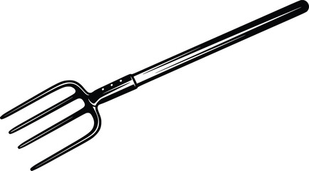 Naklejka premium Hand Drawn Garden Pitchfork Minimalist Vector Illustration Farming Tool Line Art