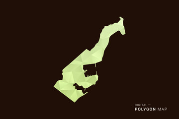 Naklejka premium Monaco Map - Low poly polygon map in soft light green gradient on dark brown background, modern minimal geometric style, clean abstract vector illustration design.