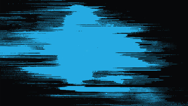 Glitchy blue distorted signal transmission error screen with horizontal lines and pixels digital noise and interference