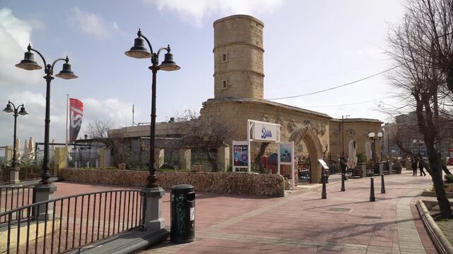 Historic Sliema Point Battery fortification on the coast of Malta.